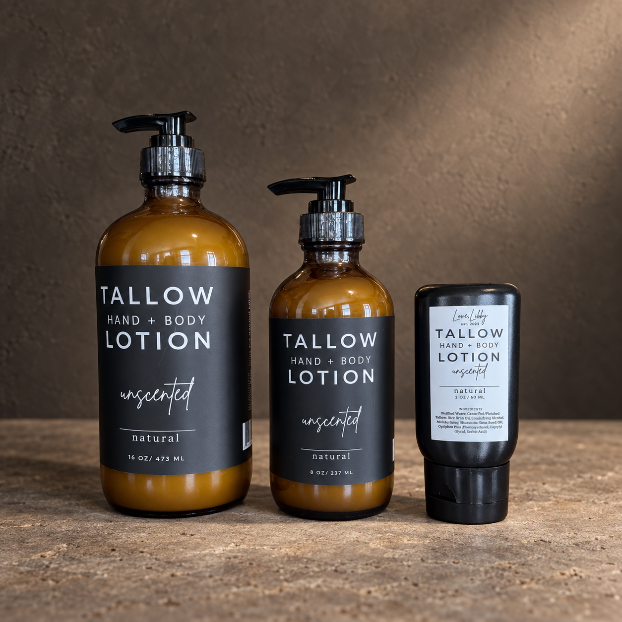 Unscented Tallow Hand + Body Lotion | Love, Libby Soaps